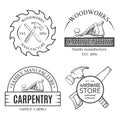 Carpentry works line art set with logo