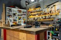 Carpentry workshop equipped with the necessary tools Royalty Free Stock Photo