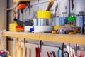 Carpentry workshop equipped with the necessary tools Royalty Free Stock Photo