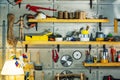 Carpentry workshop equipped with the necessary tools Royalty Free Stock Photo