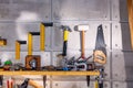 Carpentry workshop equipped with the necessary tools Royalty Free Stock Photo