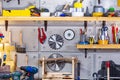 Carpentry workshop equipped with the necessary tools Royalty Free Stock Photo