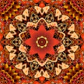 Carpet or bandana print with red tulip on beautiful mandala flower. Seamless pattern in ethnic style. Indian, turkish motives