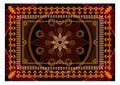 Carpet with brown and orange colors. The Eastern rectangular rug with different patterns and frames Royalty Free Stock Photo