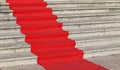 Carpet for the catwalk of celebrities along the marble staircase