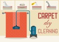 Carpet Dry Cleaning. Vector Flat Illustration.