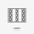 Carpet flat line icon. Vector thin sign of door mat, rug cleaning logo. House textile decoration illustration Royalty Free Stock Photo