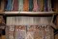 Carpet or rug weaving process Royalty Free Stock Photo