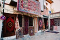 Carpet shop selling oriental rugs in Antalya, Turkey. Royalty Free Stock Photo