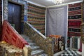 Carpet store with persian carpets in Tunisia Royalty Free Stock Photo