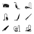 Carpet sweeper icon set, simple style