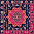 Carpet. Tablecloth. Shawl. Bandana. Vector. Boho style. Indian motives