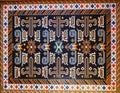 Carpet Texture, Abstract Ornament. Colorful Oriental Mosaic Carpet With Traditional Ornament. Patterned Carpet. Closeup