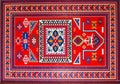 Carpet Texture, Abstract Ornament. Colorful Oriental Mosaic Carpet With Traditional Ornament. Patterned Carpet. Closeup