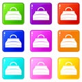 Carpetbag icons 9 set