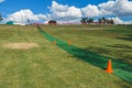 Carpeted path to a triathlon transition zone