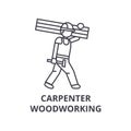 Carpetner woodworking vector line icon, sign, illustration on background, editable strokes