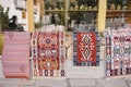 Display of carpets in Arachova, Greece Royalty Free Stock Photo