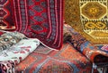 Carpets for sale in the market Royalty Free Stock Photo