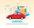 Carpool Application Banner. Travel Transport Rent.