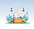 Carpool Service Illustration. Cartoon Character