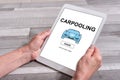 Carpooling concept on a tablet