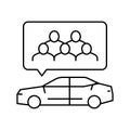 carpooling environmental line icon vector illustration