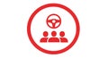 Carpooling and Ride Sharing Icon with Steering Wheel and Passengers Royalty Free Stock Photo