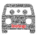 Carpooling word cloud concept called covoiturage in French language