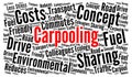 Carpooling word cloud concept