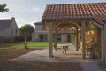 Carport in garden side view