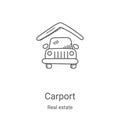 Carport icon vector from real estate collection. Thin line Carport outline icon vector illustration. Linear symbol for use on web