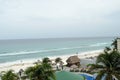 Carrabian sea beach with hut coconut trees