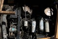 Engine and mechanical parts of a bulldozer