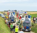 Carrefour Caravan on a Cobblestone Road- Tour de France 2015