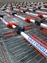 Carrefour carts in front of the store Royalty Free Stock Photo