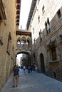 Carrer del Bisbe Irurita, Barcelona Old City, Spain Royalty Free Stock Photo