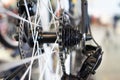 Carriage with chain rear wheel sports mountain bike Royalty Free Stock Photo