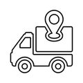 Carriage, dispatching, export outline icon. Line art vector
