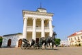 Carriage, drawn by two horses Royalty Free Stock Photo