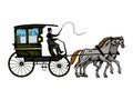 Carriage with horses engraving style vector Royalty Free Stock Photo