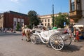 Carriage and horses in Krakow,Poland . Unidentified people.