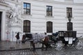 Carriage with horses near the Hofburgsch building in Vienna.