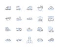 Carriage line icons collection. Mobility, Travel, Horse-drawn, Ride, Elegance, Vintage, Roadway vector and linear