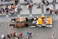 Carriage seen by looking downward from Old Town Hall Praha Royalty Free Stock Photo