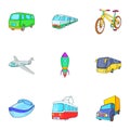 Carriage services icons set, cartoon style Royalty Free Stock Photo