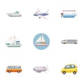 Carriage services icons set, cartoon style Royalty Free Stock Photo