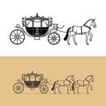 Carriage silhouette with horse