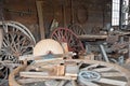 Carriage wheel shop Royalty Free Stock Photo