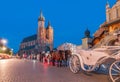 Carriages on The Main Market Square in Krakow Royalty Free Stock Photo